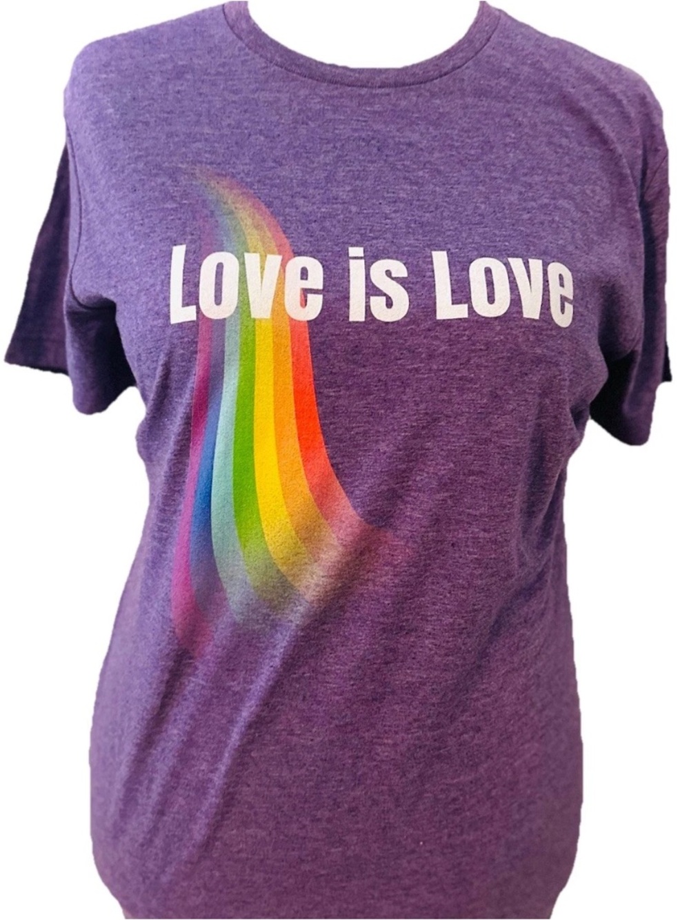 Handcrafted Love Is Love Pride T-Shirt Heather Purple Women’s XL Fitted Tee